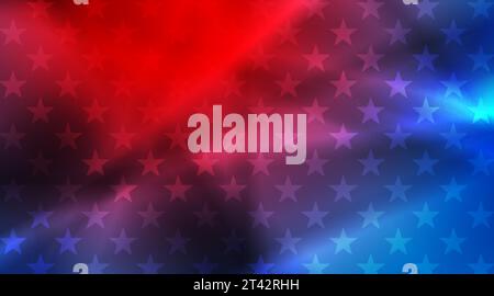 USA colors, stars and smooth stripes abstract bright poster design. Independence Day modern vector background. Concept american flag Stock Vector