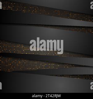 Black technology corporate background with golden dots and lines. Vector design Stock Vector