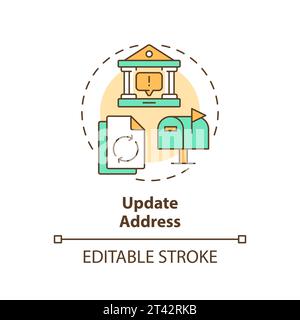 2D simple thin linear colorful update address icon Stock Vector