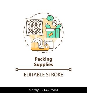 2D simple thin linear colorful packing supplies icon Stock Vector