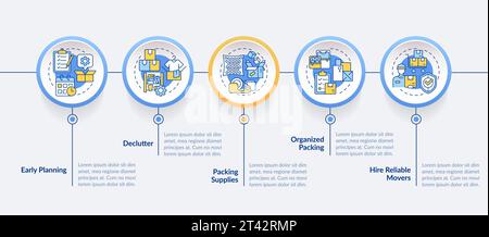 Multicolor moving service layout with thin linear icons Stock Vector