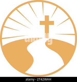 Church symbol logo design illustration Stock Vector