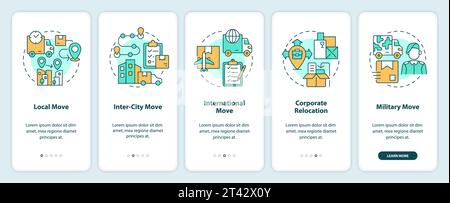 Walkthrough moving service with linear icons concept Stock Vector
