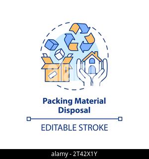 2D simple thin linear colorful packing material disposal icon Stock Vector