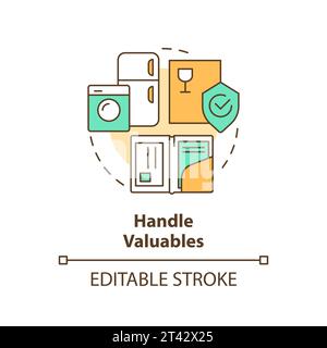 2D simple thin linear colorful handle valuables icon Stock Vector