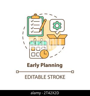 2D simple thin linear colorful early planning icon Stock Vector