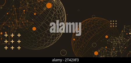 Abstract scientific background using wireframe sphere and plexus effect. Vector illustration Stock Vector