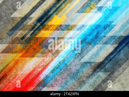 Colorful stripes grunge geometric abstract background. Vector technology design Stock Vector
