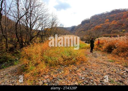 BENXI CITY- OCTOBER 12: GuanMenShan scenic natural landscape and tourists, on october 12, 2014, Benxi City, Liaoning Province, China Stock Photo