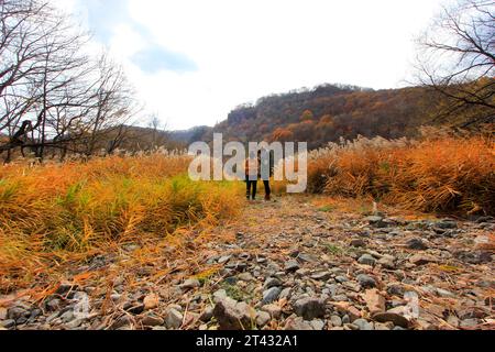 BENXI CITY- OCTOBER 12: GuanMenShan scenic natural landscape and tourists, on october 12, 2014, Benxi City, Liaoning Province, China Stock Photo