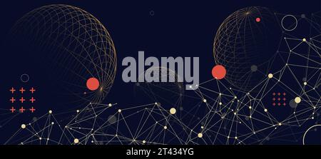 Abstract scientific background using wireframe sphere and plexus effect. Vector illustration Stock Vector