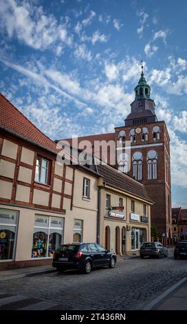 Gryfice, Poland - September 18, 2023: Gothic medieval Mariacki church in historical old town. Stock Photo