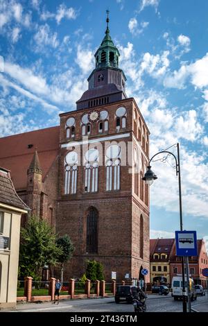 Gryfice, Poland - September 18, 2023: Gothic medieval Mariacki church in historical old town. Stock Photo