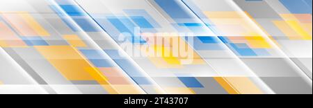 Bright glossy geometric shapes on grey background. Abstract technology vector banner Stock Vector