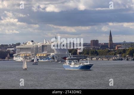 Cruise ship in the port of Kiel Stock Photo