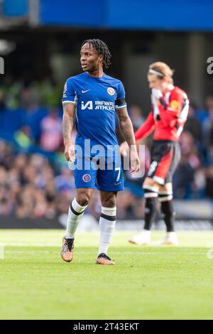 London, UK. 28th Oct 2023. Raheem Sterling of Chelsea during the Premier League match between Chelsea and Brentford at Stamford Bridge, London, England on 28 October 2023. Photo by Grant Winter. Editorial use only, license required for commercial use. No use in betting, games or a single club/league/player publications. Credit: UK Sports Pics Ltd/Alamy Live News Stock Photo