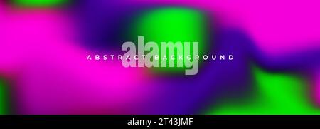 Bright green, purple and pink holographic background. Abstract colorful liquid gradient creative banner. Blurred soft blend color gradation minimalist Stock Vector