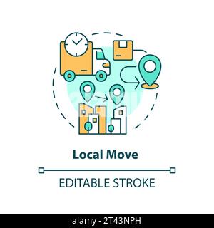 2D simple thin linear colorful local move icon Stock Vector