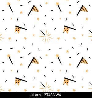 Serpentine pattern and flags on a transparent background, holiday print, vector graphics for birthday, New Year design. Flat Stock Vector