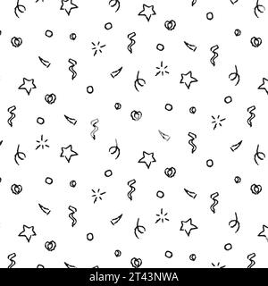 Seamless serpentine pattern on a transparent background, holiday pattern for packaging, children's print for paper, textiles, packaging. Vector line Stock Vector