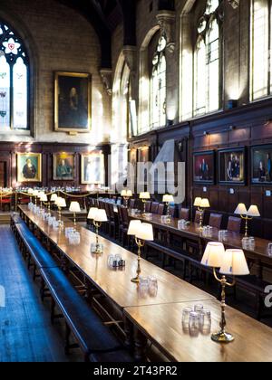 B&W, Dining Room, Balliol College (Oldest College in English Speaking World), University of Oxford, Oxford, England, UK, GB. Stock Photo