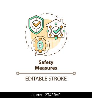 2D simple thin linear colorful safety measures icon Stock Vector