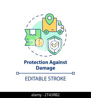 2D simple thin line colorful protection against damage icon Stock Vector