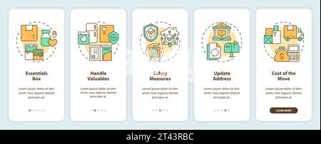 Walkthrough moving service with thin linear icons concept Stock Vector