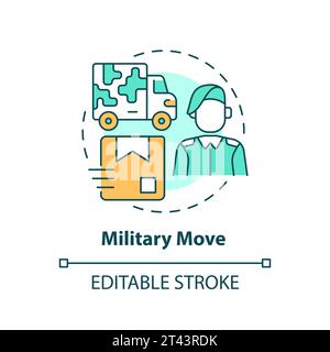 2D simple thin linear colorful military move icon Stock Vector