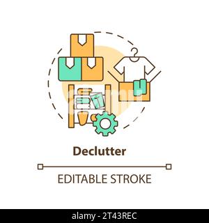 2D simple thin linear colorful declutter icon Stock Vector