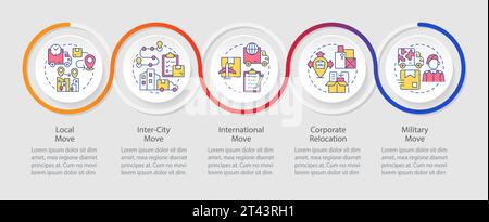 2D colorful moving service layout with simple linear icons Stock Vector