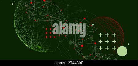 Abstract scientific background using wireframe sphere and plexus effect. Vector illustration Stock Vector