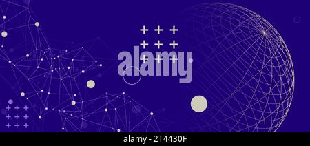 Abstract scientific background using wireframe sphere and plexus effect. Vector illustration Stock Vector