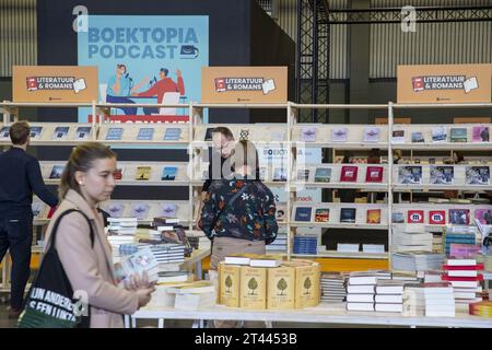 Kortrijk, Belgium. 28th Oct, 2023. Illustration picture shows the Boektopia book fair in Kortrijk, on Saturday 28 October 2023. BELGA PHOTO NICOLAS MAETERLINCK Credit: Belga News Agency/Alamy Live News Stock Photo