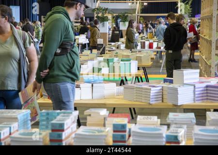 Kortrijk, Belgium. 28th Oct, 2023. Illustration picture shows the Boektopia book fair in Kortrijk, on Saturday 28 October 2023. BELGA PHOTO NICOLAS MAETERLINCK Credit: Belga News Agency/Alamy Live News Stock Photo