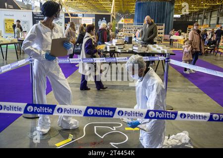 Kortrijk, Belgium. 28th Oct, 2023. Illustration picture shows the Boektopia book fair in Kortrijk, on Saturday 28 October 2023. BELGA PHOTO NICOLAS MAETERLINCK Credit: Belga News Agency/Alamy Live News Stock Photo