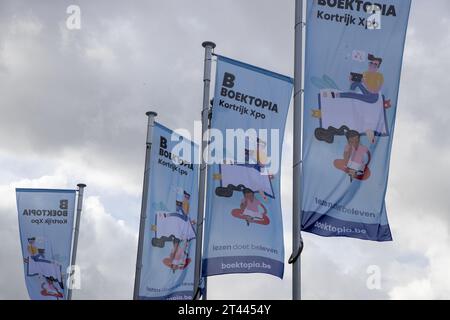 Kortrijk, Belgium. 28th Oct, 2023. Illustration picture shows the Boektopia book fair in Kortrijk, on Saturday 28 October 2023. BELGA PHOTO NICOLAS MAETERLINCK Credit: Belga News Agency/Alamy Live News Stock Photo