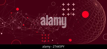 Abstract scientific background using wireframe sphere and plexus effect. Vector illustration Stock Vector
