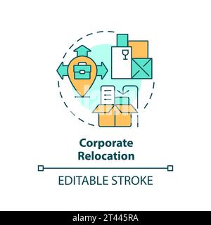 2D simple thin linear colorful corporate relocation icon Stock Vector