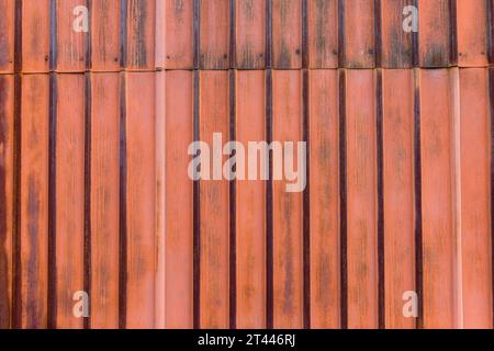 picture of a rusty corrugated iron wall for background textures Stock Photo