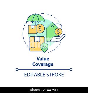 2D simple thin linear colorful value coverage icon Stock Vector