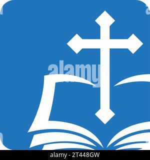 Church symbol logo design illustration Stock Vector