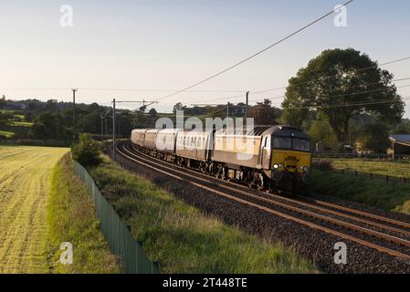 West Coast railways class 57 locomotive 57313 hauling the Northern belle luxury dining train on the west coast mainline in Cumbria Stock Photo
