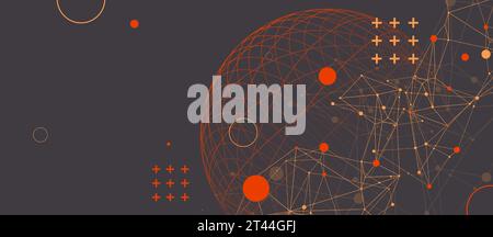 Abstract scientific background using wireframe sphere and plexus effect. Vector illustration Stock Vector