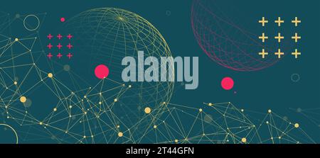 Abstract scientific background using wireframe sphere and plexus effect. Vector illustration Stock Vector