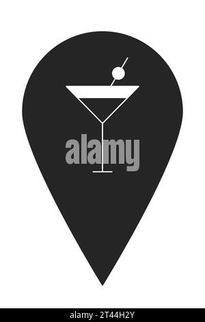 Nightclub cocktail bar map pinpoint black and white 2D line cartoon object Stock Vector
