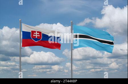 Slovakia and Botswana flags. 3D Waving flag design. Slovakia Botswana ...