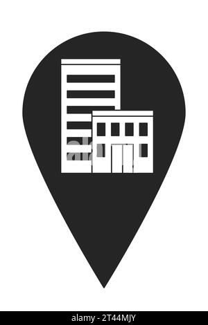 Condo apartments map pinpoint black and white 2D line cartoon object Stock Vector
