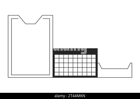 Desk supplies organizer black and white 2D line cartoon object Stock Vector