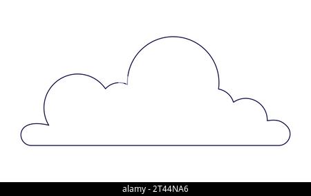 Outlined cloud black and white 2D line cartoon object Stock Vector